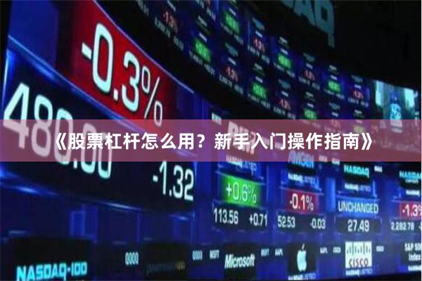 《股票杠杆怎么用？新手入门操作指南》