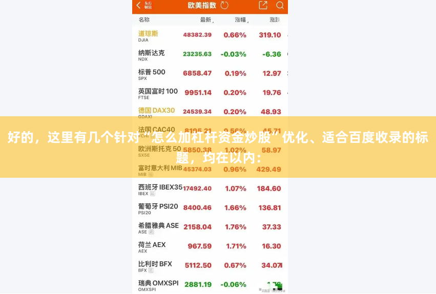 好的，这里有几个针对“怎么加杠杆资金炒股”优化、适合百度收录的标题，均在以内：