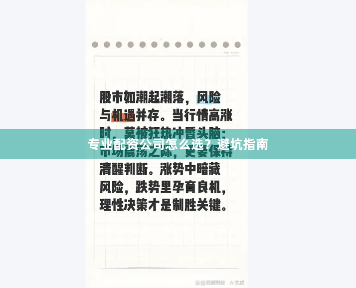 专业配资公司怎么选？避坑指南